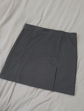 Black Mini Skirt with Front Slit - Women